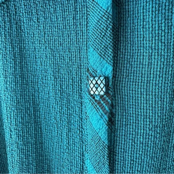 Habitat Textured Button-Up Swing Top Sz L Teal Blue - Picture 5 of 10